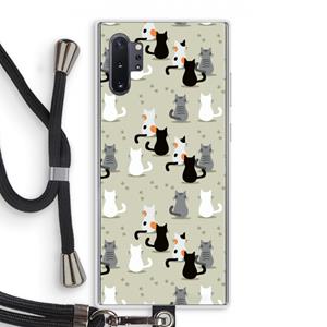 CaseCompany Katten: Samsung Galaxy Note 10 Plus Transparant Hoesje met koord
