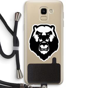 CaseCompany Angry Bear (white): Samsung Galaxy J6 (2018) Transparant Hoesje met koord
