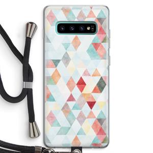 CaseCompany Gekleurde driehoekjes pastel: Samsung Galaxy S10 Plus Transparant Hoesje met koord