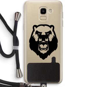 CaseCompany Angry Bear (black): Samsung Galaxy J6 (2018) Transparant Hoesje met koord