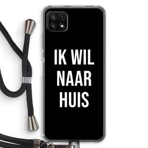 CaseCompany Ik wil naar huis - Zwart: Samsung Galaxy A22 5G Transparant Hoesje met koord