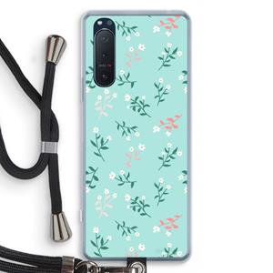CaseCompany Small white flowers: Sony Xperia 5 II Transparant Hoesje met koord