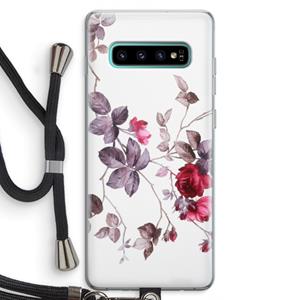 CaseCompany Mooie bloemen: Samsung Galaxy S10 Plus Transparant Hoesje met koord
