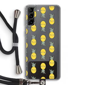 CaseCompany Ananas: Samsung Galaxy S21 Plus Transparant Hoesje met koord