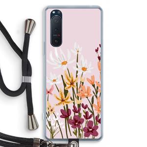 CaseCompany Painted wildflowers: Sony Xperia 5 II Transparant Hoesje met koord