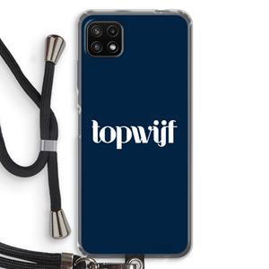 CaseCompany Topwijf Navy: Samsung Galaxy A22 5G Transparant Hoesje met koord