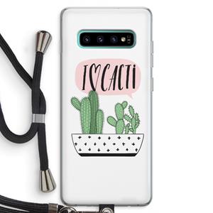 CaseCompany I love cacti: Samsung Galaxy S10 Plus Transparant Hoesje met koord