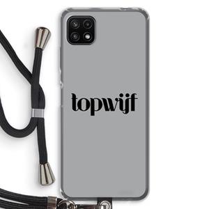 CaseCompany Topwijf Grijs Zwart: Samsung Galaxy A22 5G Transparant Hoesje met koord