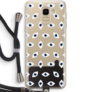 CaseCompany Eyes pattern: Samsung Galaxy J6 (2018) Transparant Hoesje met koord