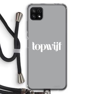 CaseCompany Topwijf Grijs Wit: Samsung Galaxy A22 5G Transparant Hoesje met koord