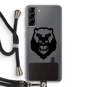 CaseCompany Angry Bear (black): Samsung Galaxy S21 Plus Transparant Hoesje met koord