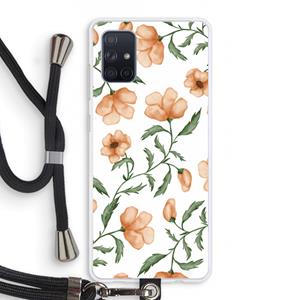CaseCompany Peachy flowers: Samsung Galaxy A71 Transparant Hoesje met koord
