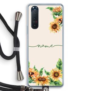CaseCompany Zonnebloemen: Sony Xperia 5 II Transparant Hoesje met koord