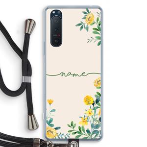 CaseCompany Gele bloemen: Sony Xperia 5 II Transparant Hoesje met koord