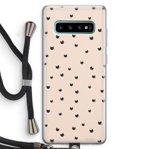 CaseCompany Kleine kattenkopjes: Samsung Galaxy S10 Plus Transparant Hoesje met koord