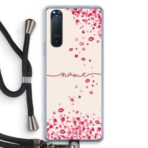 CaseCompany Hartjes en kusjes: Sony Xperia 5 II Transparant Hoesje met koord
