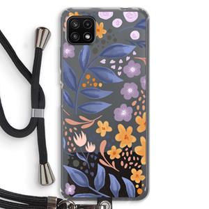 CaseCompany Flowers with blue leaves: Samsung Galaxy A22 5G Transparant Hoesje met koord