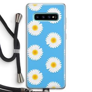 CaseCompany Margrietjes: Samsung Galaxy S10 Plus Transparant Hoesje met koord