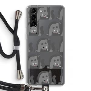 CaseCompany Cats: Samsung Galaxy S21 Plus Transparant Hoesje met koord