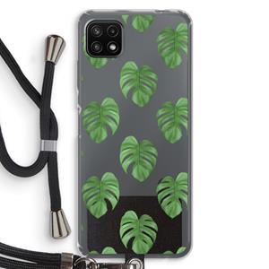 CaseCompany Monstera leaves: Samsung Galaxy A22 5G Transparant Hoesje met koord