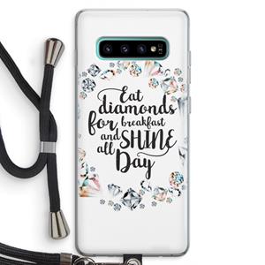 CaseCompany Diamonds: Samsung Galaxy S10 Plus Transparant Hoesje met koord