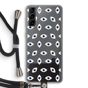 CaseCompany Eyes pattern: Samsung Galaxy S21 Plus Transparant Hoesje met koord
