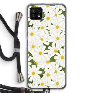CaseCompany Summer Daisies: Samsung Galaxy A22 5G Transparant Hoesje met koord