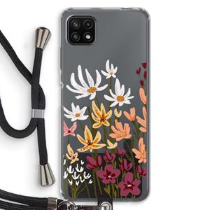 CaseCompany Painted wildflowers: Samsung Galaxy A22 5G Transparant Hoesje met koord
