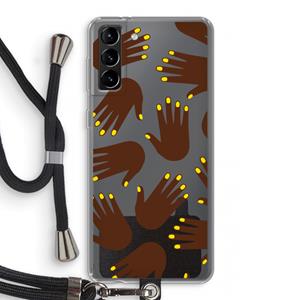 CaseCompany Hands dark: Samsung Galaxy S21 Plus Transparant Hoesje met koord