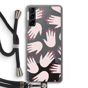 CaseCompany Hands pink: Samsung Galaxy S21 Plus Transparant Hoesje met koord