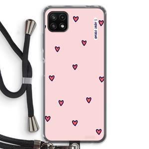CaseCompany Hartjes: Samsung Galaxy A22 5G Transparant Hoesje met koord