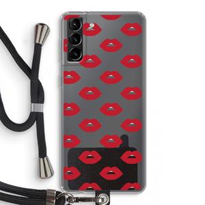 CaseCompany Lips: Samsung Galaxy S21 Plus Transparant Hoesje met koord