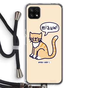 CaseCompany Miauw: Samsung Galaxy A22 5G Transparant Hoesje met koord