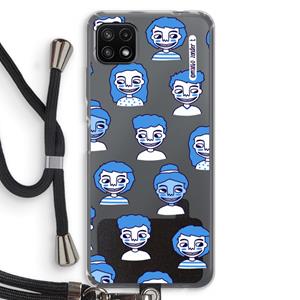 CaseCompany Gezichtjes: Samsung Galaxy A22 5G Transparant Hoesje met koord