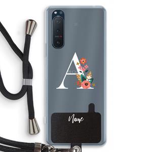 CaseCompany Pink Bouquet: Sony Xperia 5 II Transparant Hoesje met koord