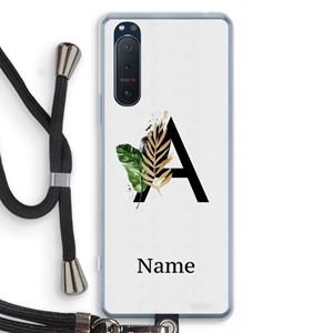 CaseCompany Charcoal Flora: Sony Xperia 5 II Transparant Hoesje met koord