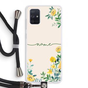 CaseCompany Gele bloemen: Samsung Galaxy A71 Transparant Hoesje met koord