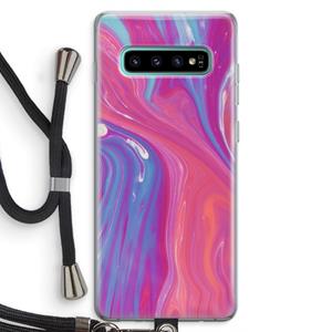 CaseCompany Paarse stroom: Samsung Galaxy S10 Plus Transparant Hoesje met koord