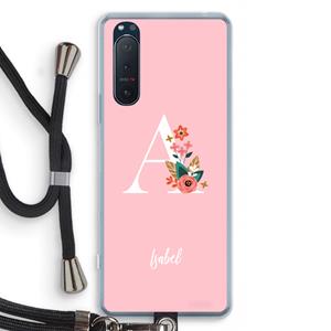 CaseCompany Pink Bouquet: Sony Xperia 5 II Transparant Hoesje met koord