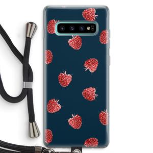 CaseCompany Framboosjes: Samsung Galaxy S10 Plus Transparant Hoesje met koord