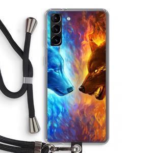 CaseCompany Fire & Ice: Samsung Galaxy S21 Plus Transparant Hoesje met koord
