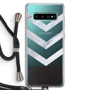 CaseCompany Marmeren pijlen: Samsung Galaxy S10 Plus Transparant Hoesje met koord