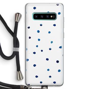 CaseCompany Blauwe stippen: Samsung Galaxy S10 Plus Transparant Hoesje met koord