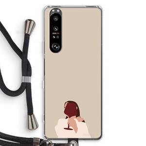CaseCompany I drink wine: Sony Xperia 1 III Transparant Hoesje met koord