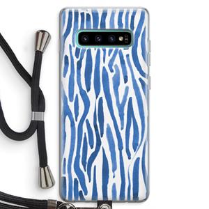 CaseCompany Blauwe nerven: Samsung Galaxy S10 Plus Transparant Hoesje met koord