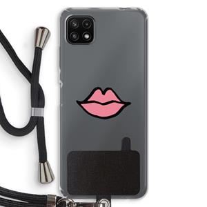 CaseCompany Kusje: Samsung Galaxy A22 5G Transparant Hoesje met koord
