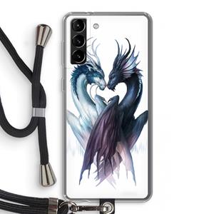 CaseCompany Yin Yang Dragons: Samsung Galaxy S21 Plus Transparant Hoesje met koord