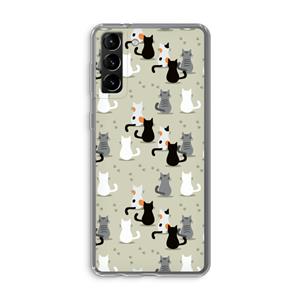 CaseCompany Katten: Samsung Galaxy S21 Plus Transparant Hoesje