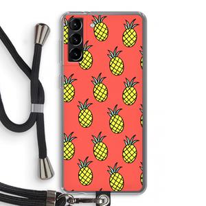 CaseCompany Ananas: Samsung Galaxy S21 Plus Transparant Hoesje met koord