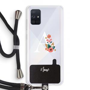 CaseCompany Pink Bouquet: Samsung Galaxy A71 Transparant Hoesje met koord